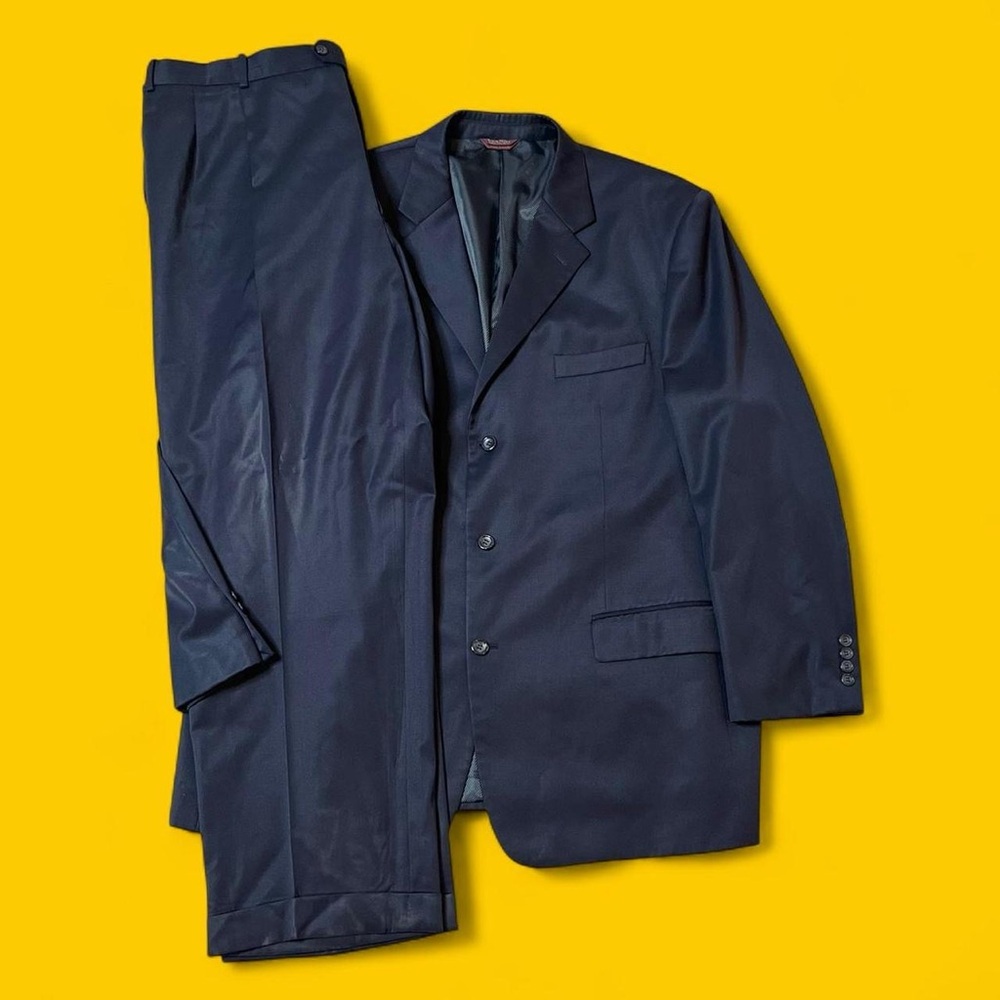 Cianni Cellini Men’s Navy Wool Suit 2 Piece 50L / 46W Made in Italy